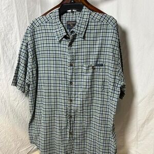 Vintage Woolrich‎ Shirt Mens 2XL yellow Blue Button Down Short Sleeve Plaid